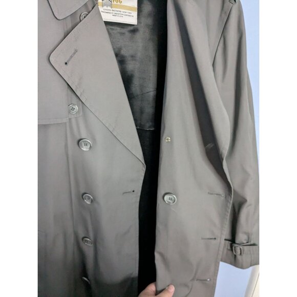 London Fog Men's Grey Trench Coat 46 Reg Lined double breasted - Picture 8 of 16